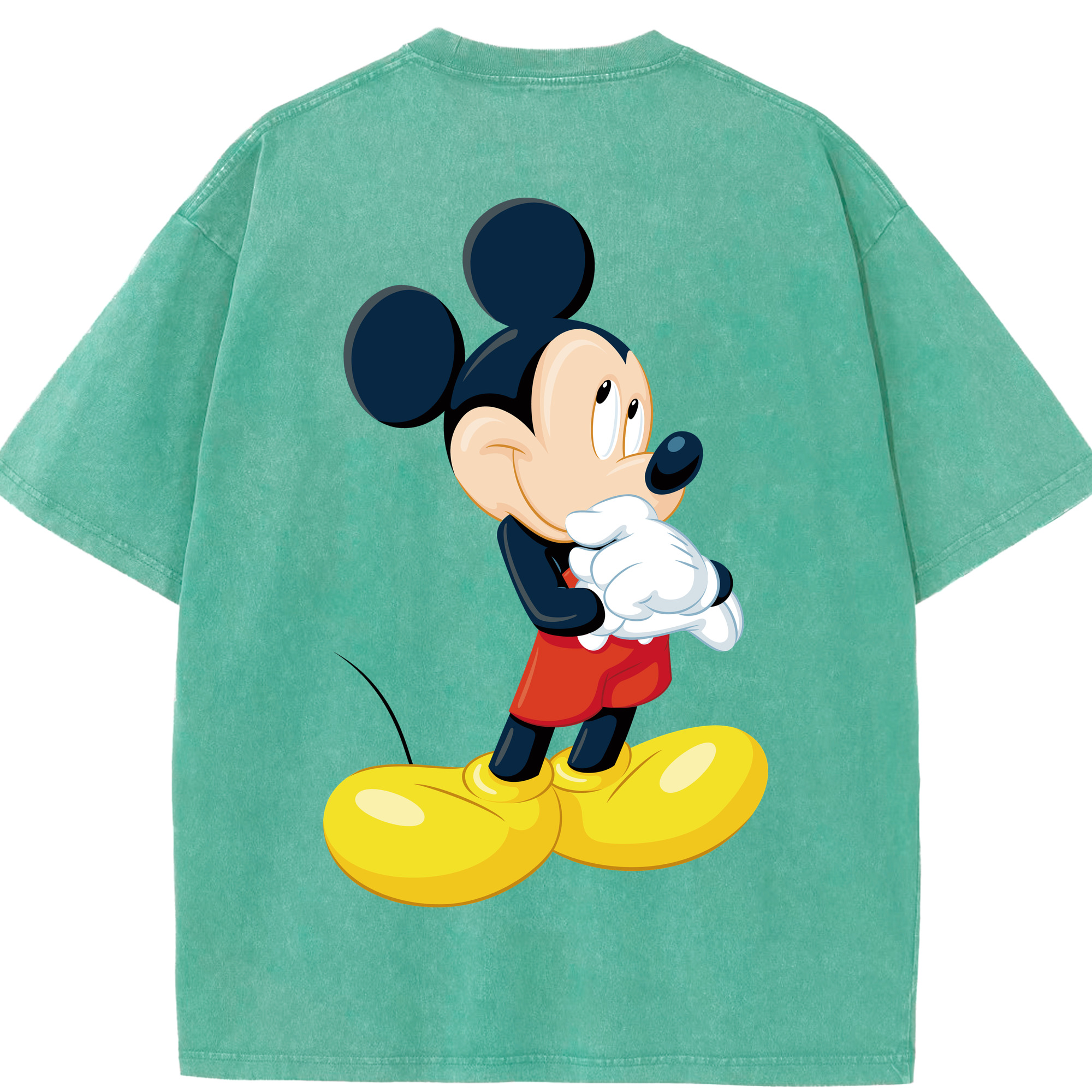 （画像用） ミッキーマウス Mickey Mouse 綿100% ヴィンテージ風 半袖Tシャツ（背面プリント）